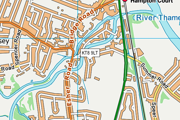 KT8 9LT map - OS VectorMap District (Ordnance Survey)