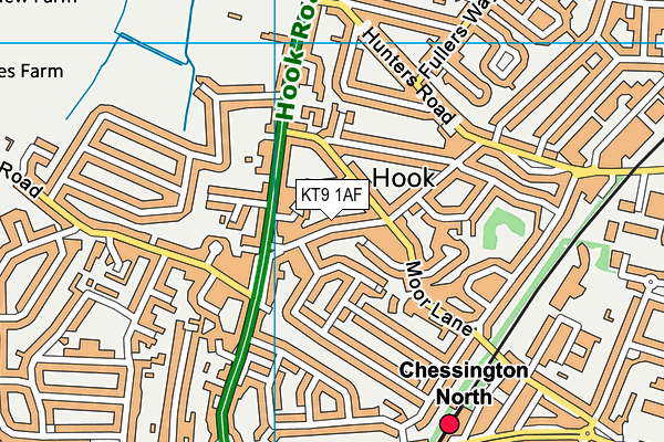 KT9 1AF map - OS VectorMap District (Ordnance Survey)