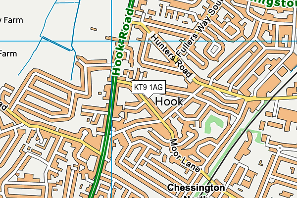 KT9 1AG map - OS VectorMap District (Ordnance Survey)