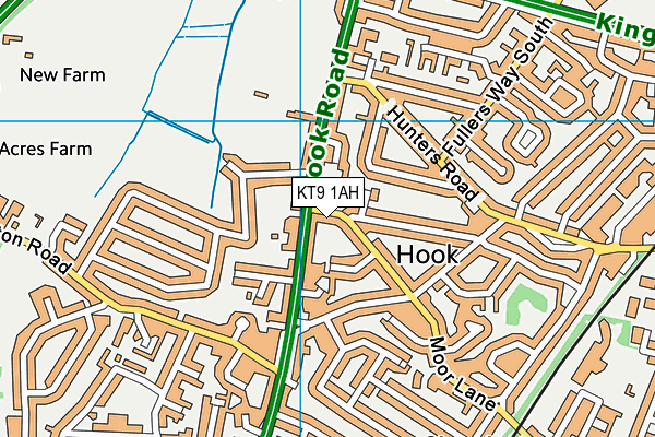 KT9 1AH map - OS VectorMap District (Ordnance Survey)