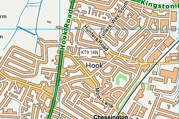 KT9 1AN map - OS VectorMap District (Ordnance Survey)