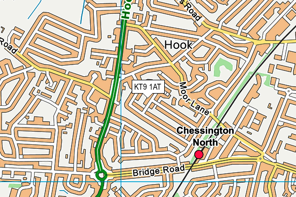 KT9 1AT map - OS VectorMap District (Ordnance Survey)