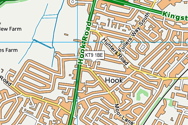 KT9 1BE map - OS VectorMap District (Ordnance Survey)