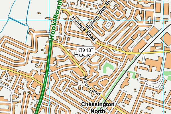 KT9 1BT map - OS VectorMap District (Ordnance Survey)