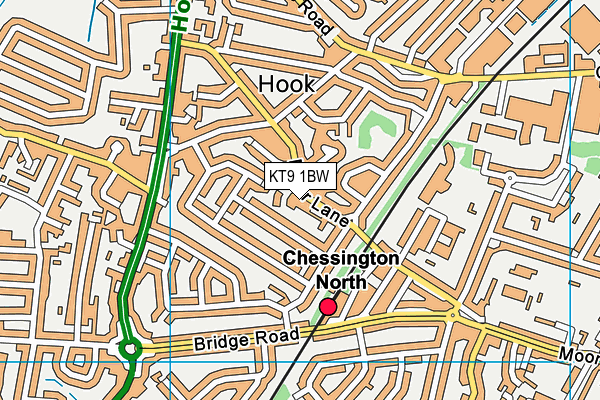 KT9 1BW map - OS VectorMap District (Ordnance Survey)