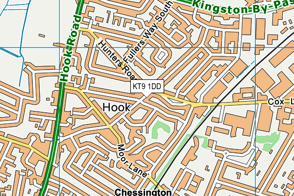 KT9 1DD map - OS VectorMap District (Ordnance Survey)