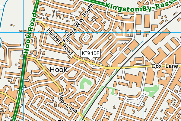 KT9 1DF map - OS VectorMap District (Ordnance Survey)