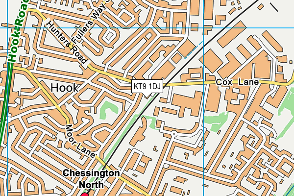 KT9 1DJ map - OS VectorMap District (Ordnance Survey)