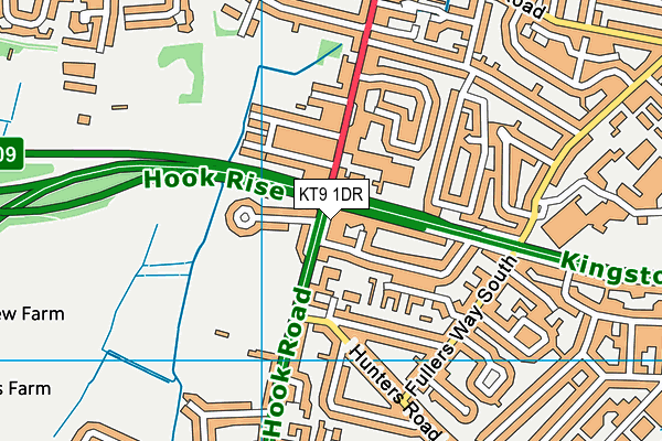 KT9 1DR map - OS VectorMap District (Ordnance Survey)