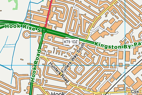 KT9 1DZ map - OS VectorMap District (Ordnance Survey)