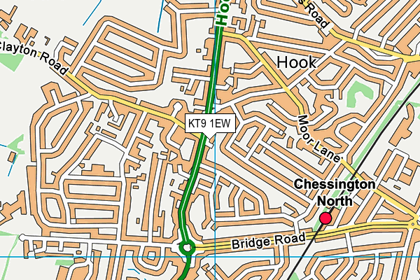 KT9 1EW map - OS VectorMap District (Ordnance Survey)