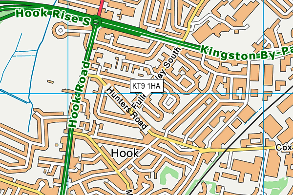 KT9 1HA map - OS VectorMap District (Ordnance Survey)