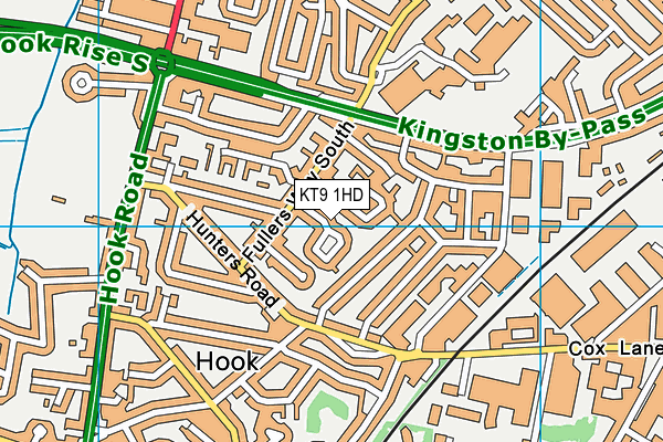 KT9 1HD map - OS VectorMap District (Ordnance Survey)