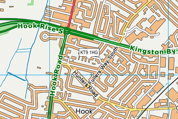 KT9 1HG map - OS VectorMap District (Ordnance Survey)
