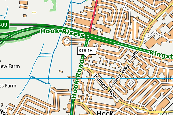 KT9 1HJ map - OS VectorMap District (Ordnance Survey)