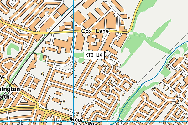 KT9 1JX map - OS VectorMap District (Ordnance Survey)