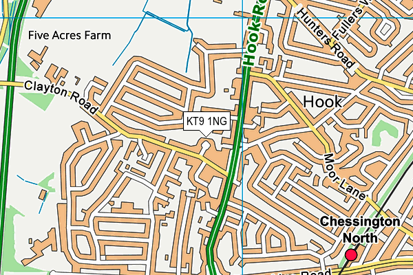 KT9 1NG map - OS VectorMap District (Ordnance Survey)