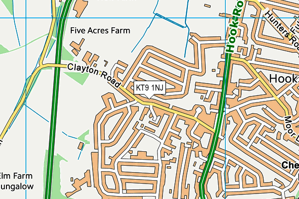 KT9 1NJ map - OS VectorMap District (Ordnance Survey)