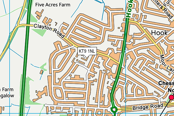 KT9 1NL map - OS VectorMap District (Ordnance Survey)