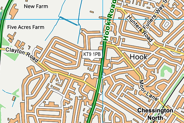 KT9 1PB map - OS VectorMap District (Ordnance Survey)