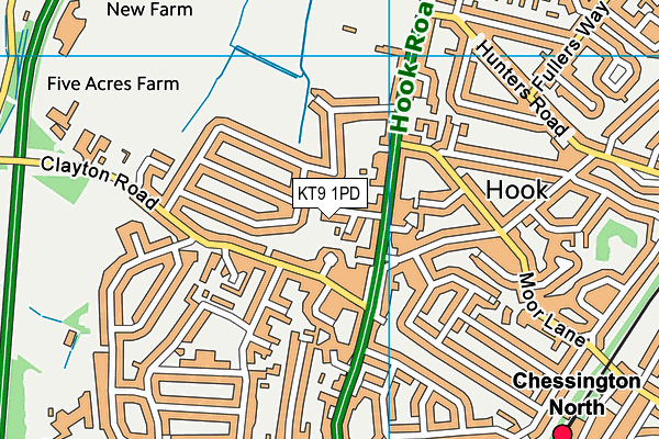 KT9 1PD map - OS VectorMap District (Ordnance Survey)