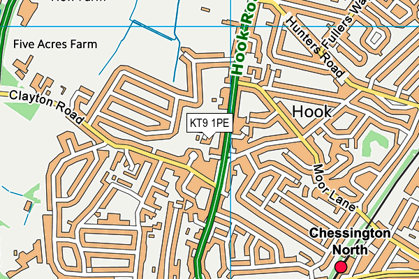 KT9 1PE map - OS VectorMap District (Ordnance Survey)