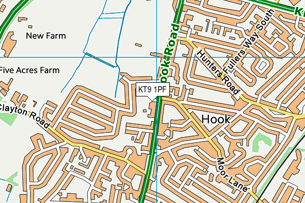 KT9 1PF map - OS VectorMap District (Ordnance Survey)