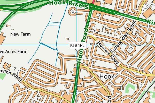 KT9 1PL map - OS VectorMap District (Ordnance Survey)