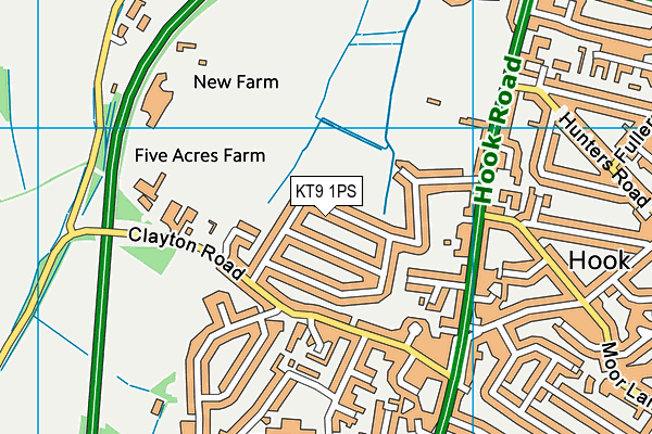 KT9 1PS map - OS VectorMap District (Ordnance Survey)