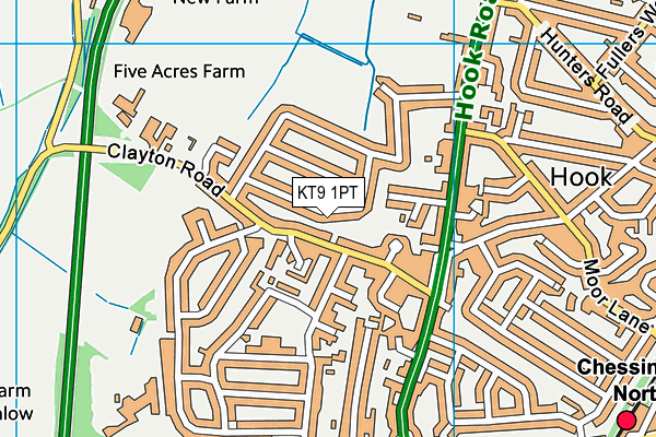 KT9 1PT map - OS VectorMap District (Ordnance Survey)