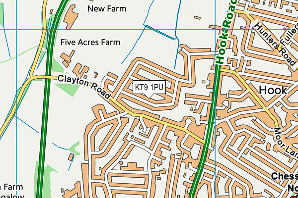 KT9 1PU map - OS VectorMap District (Ordnance Survey)