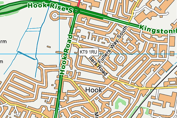 KT9 1RU map - OS VectorMap District (Ordnance Survey)