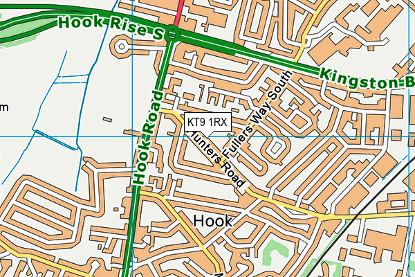 KT9 1RX map - OS VectorMap District (Ordnance Survey)