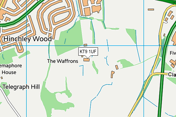 KT9 1UF map - OS VectorMap District (Ordnance Survey)