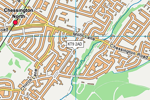 KT9 2AD map - OS VectorMap District (Ordnance Survey)