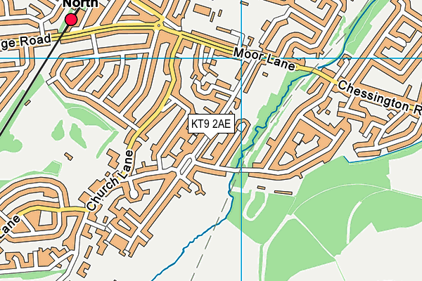 KT9 2AE map - OS VectorMap District (Ordnance Survey)