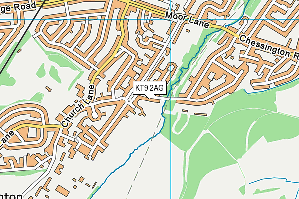KT9 2AG map - OS VectorMap District (Ordnance Survey)