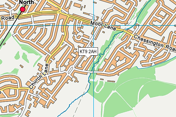 KT9 2AH map - OS VectorMap District (Ordnance Survey)