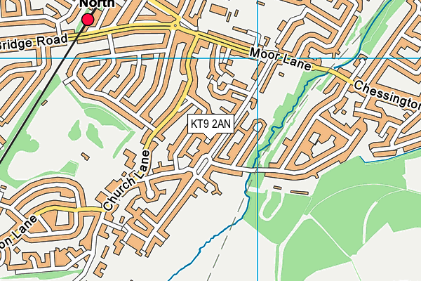 KT9 2AN map - OS VectorMap District (Ordnance Survey)