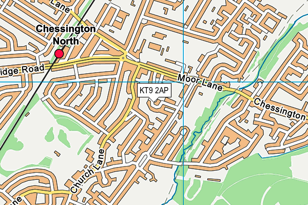 KT9 2AP map - OS VectorMap District (Ordnance Survey)