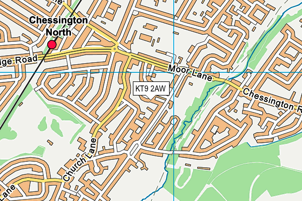 KT9 2AW map - OS VectorMap District (Ordnance Survey)