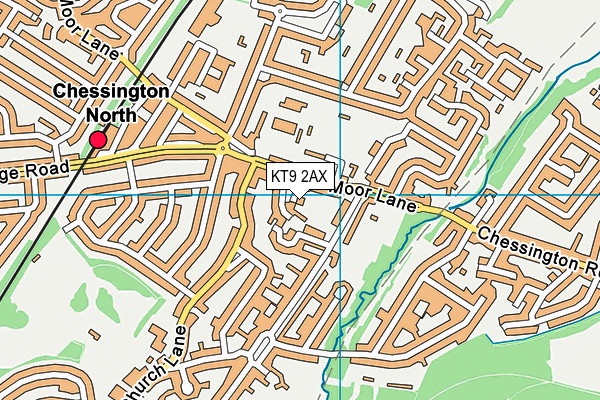 KT9 2AX map - OS VectorMap District (Ordnance Survey)
