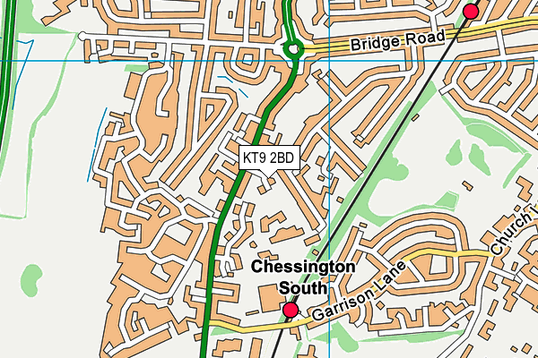 KT9 2BD map - OS VectorMap District (Ordnance Survey)