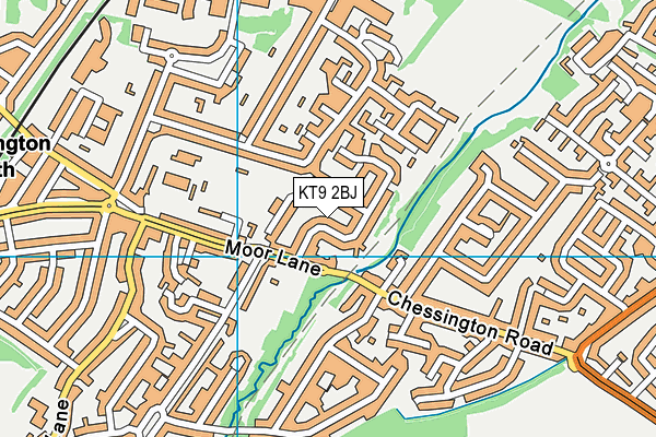 KT9 2BJ map - OS VectorMap District (Ordnance Survey)
