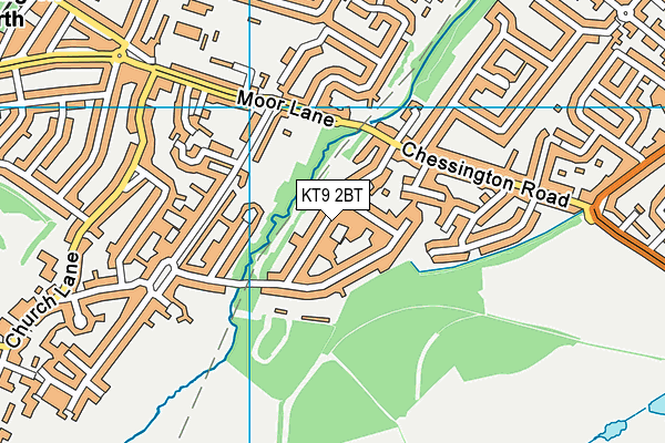 KT9 2BT map - OS VectorMap District (Ordnance Survey)