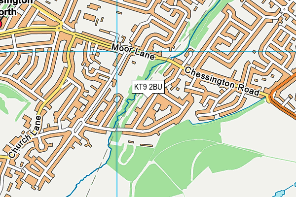 KT9 2BU map - OS VectorMap District (Ordnance Survey)