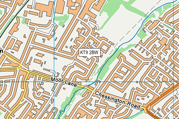 KT9 2BW map - OS VectorMap District (Ordnance Survey)