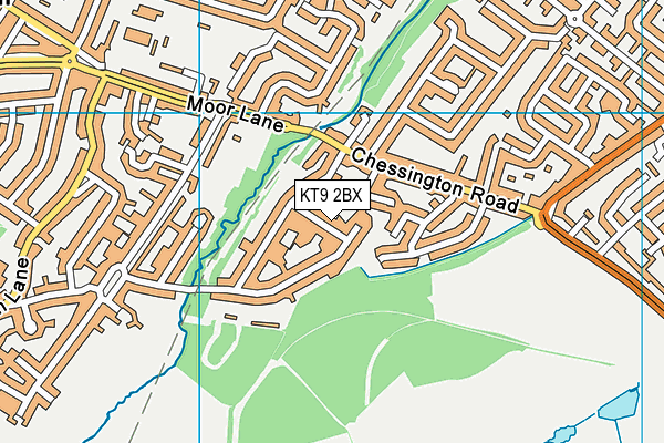 KT9 2BX map - OS VectorMap District (Ordnance Survey)