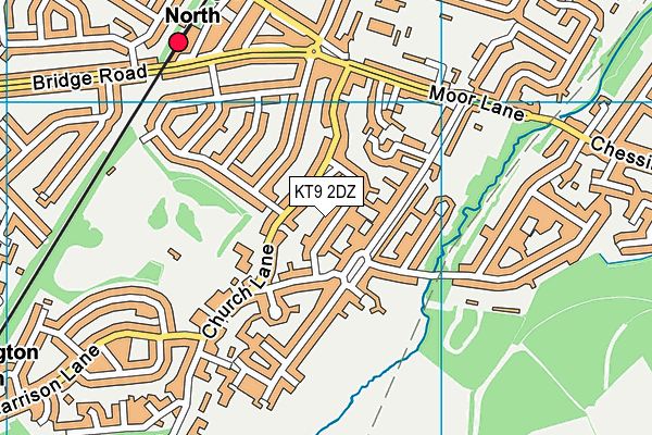 KT9 2DZ map - OS VectorMap District (Ordnance Survey)