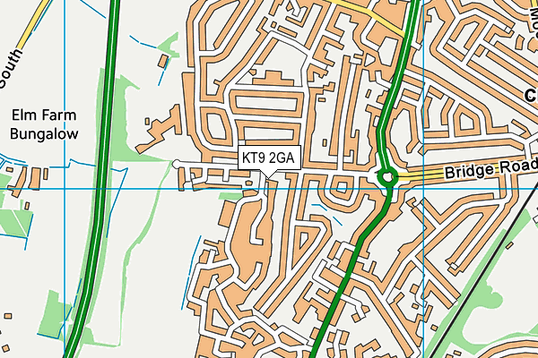 KT9 2GA map - OS VectorMap District (Ordnance Survey)